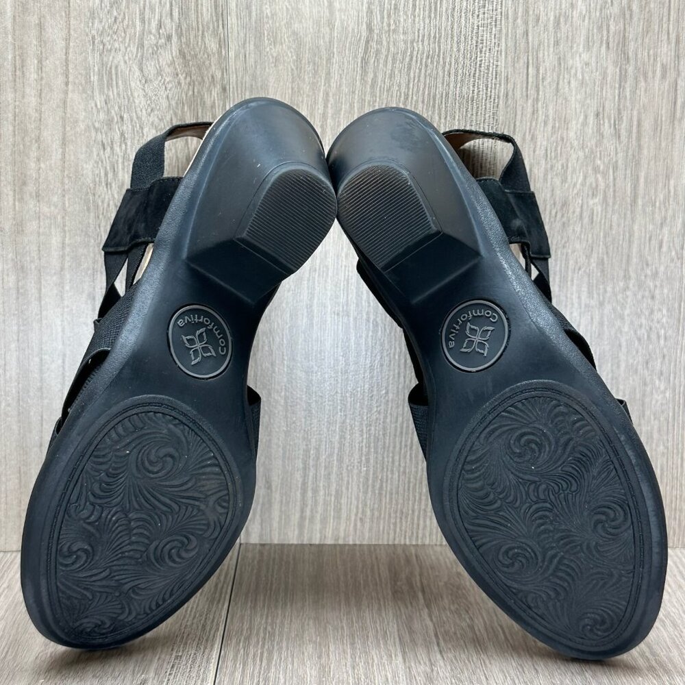 Comfortiva Sandals Women Sz 6.5M Elastic Criss Cross Strap Farrow Open Toe Black - Picture 12 of 12